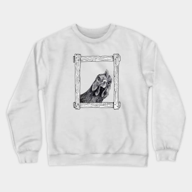 Funny Chicken in a Frame Crewneck Sweatshirt by mynaito